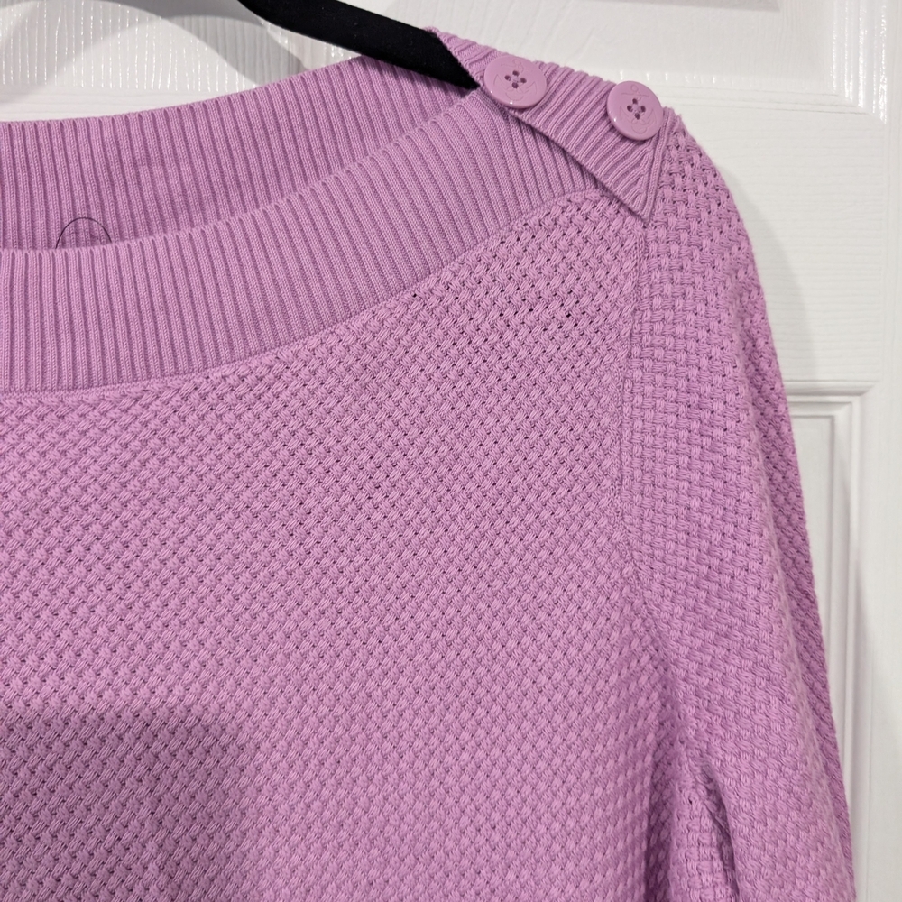NWT Talbots Plus Purple Basket Weave Long Sleeve Sweater in Size 1X - Picture 4 of 11